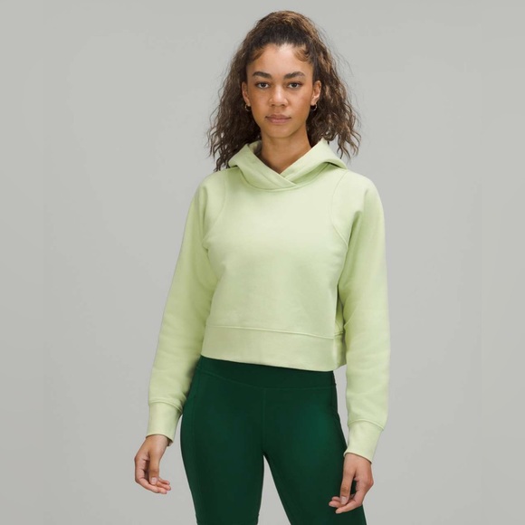 Lululemon Loungeful Cropped Hoodie Creamy Mint Green Size 10 Fleece Sweatshirt - Picture 1 of 16